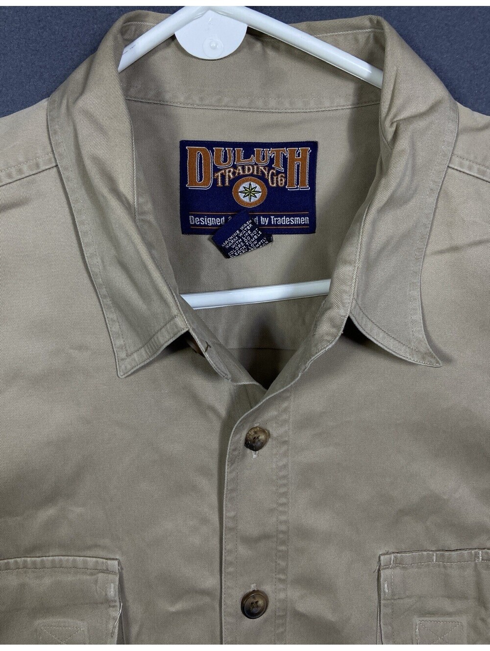 Duluth Trading khaki beige work shirt 2XL